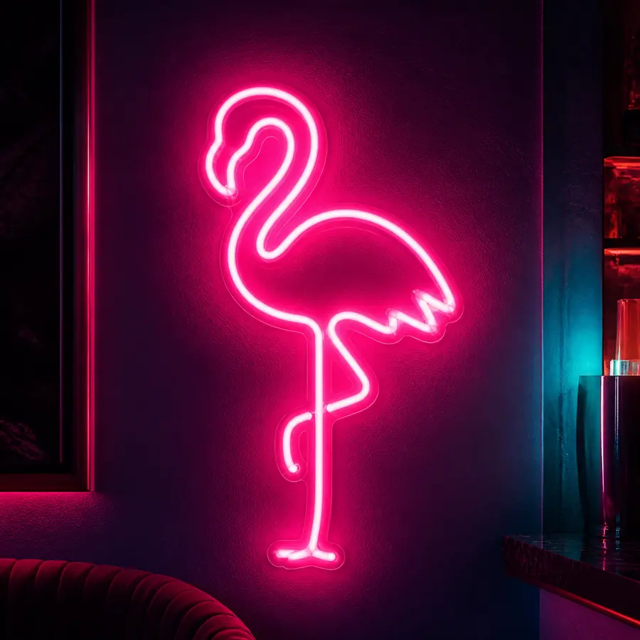 Neon-ish Flamingo Sign